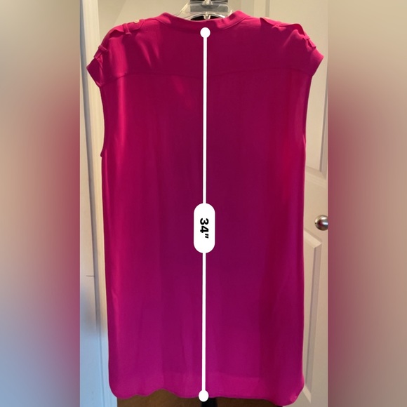 J.Crew Hot Pink PullOver Shift Dress Size S Patch Pockets Shoulder Tabs HighLow - Picture 13 of 15